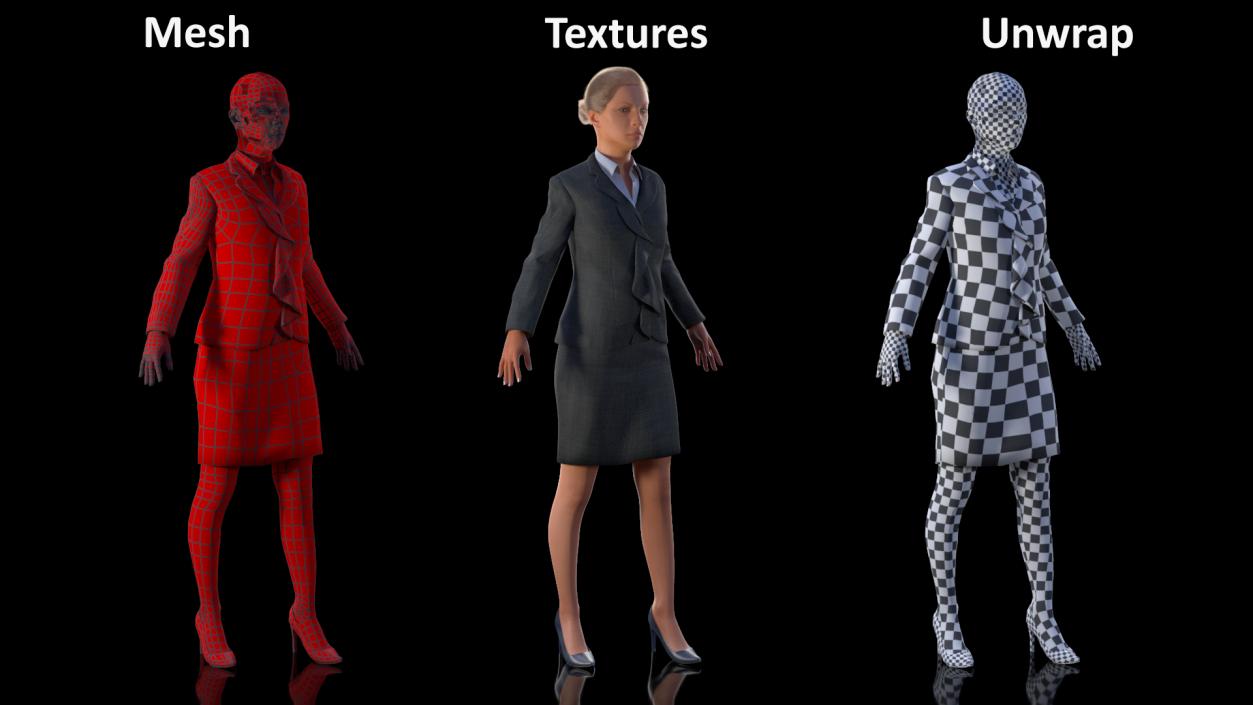 3D Professional Businesswoman Rigged model