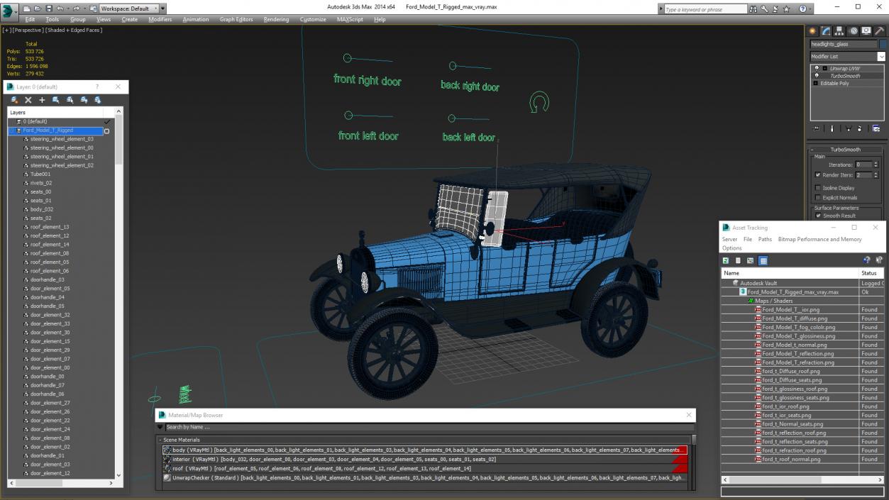 Ford Model T Rigged 3D model