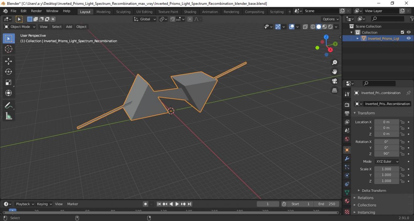 Inverted Prisms Light Spectrum Recombination 3D model