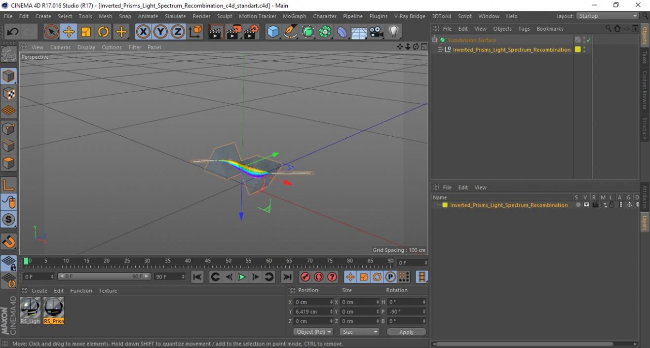 Inverted Prisms Light Spectrum Recombination 3D model