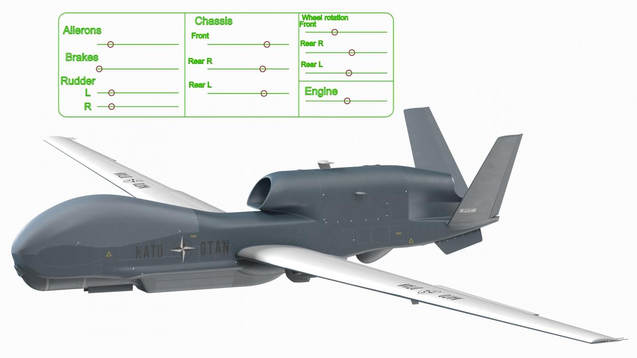 3D RQ-4D Phoenix Global Hawk Drone Rigged model