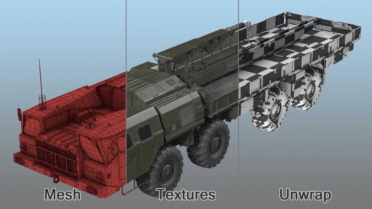 MAZ 7310 Transport Vehicle with Crane Rigged 3D model