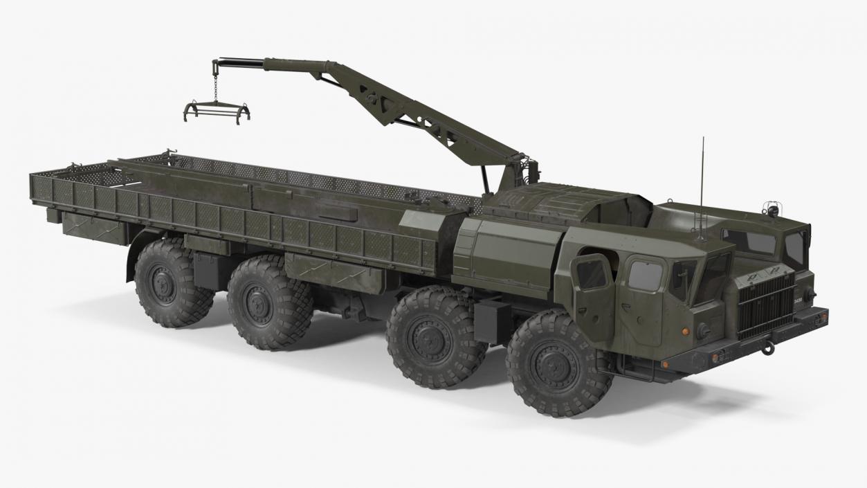 MAZ 7310 Transport Vehicle with Crane Rigged 3D model