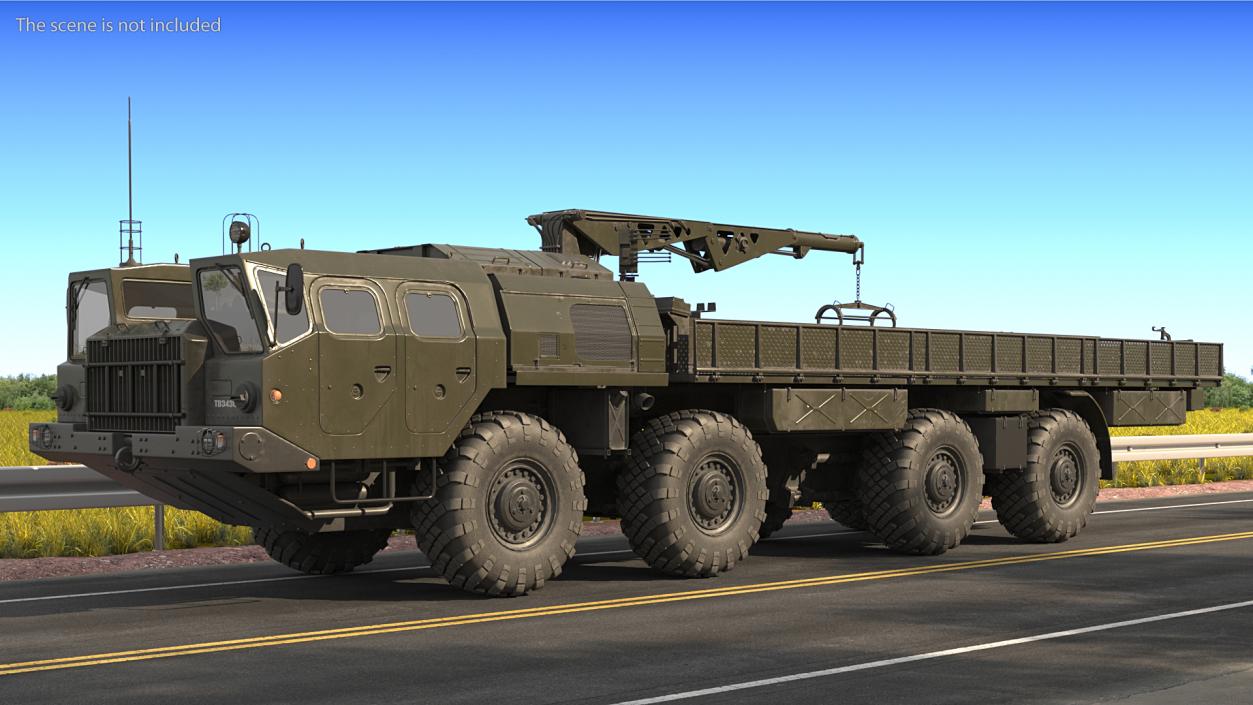 MAZ 7310 Transport Vehicle with Crane Rigged 3D model