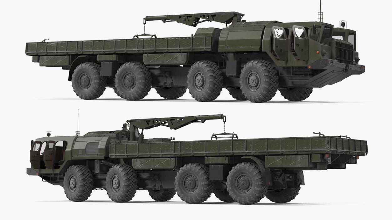 MAZ 7310 Transport Vehicle with Crane Rigged 3D model