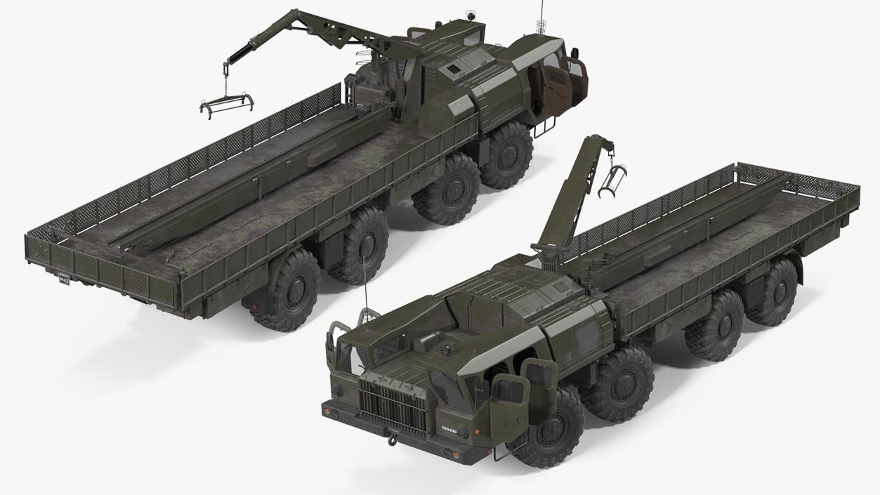 MAZ 7310 Transport Vehicle with Crane Rigged 3D model