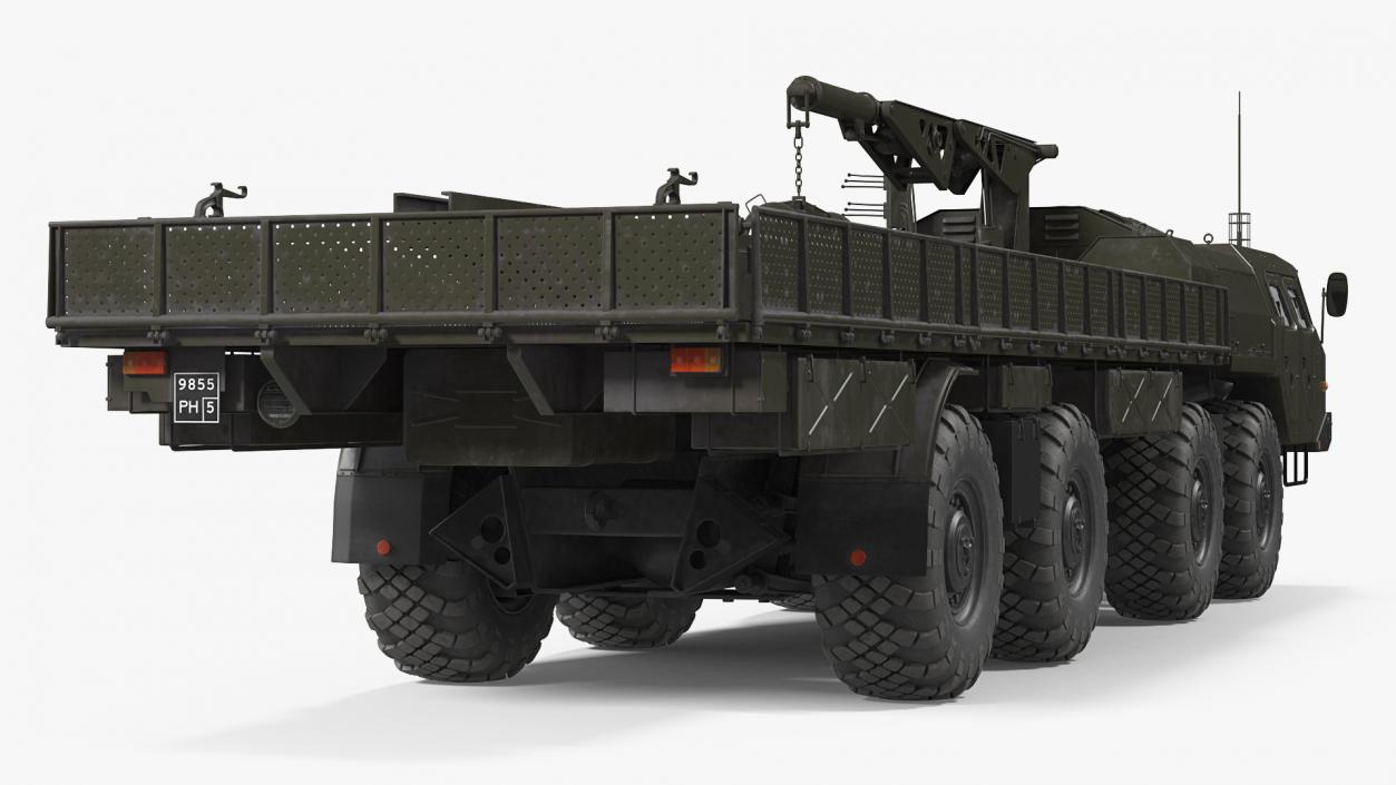 MAZ 7310 Transport Vehicle with Crane Rigged 3D model