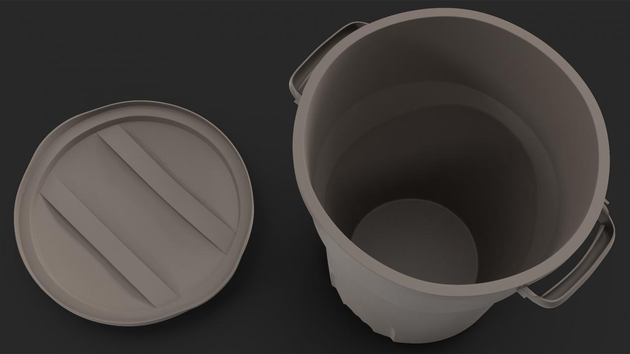 3D Round Grey Rubbermaid Trash Can