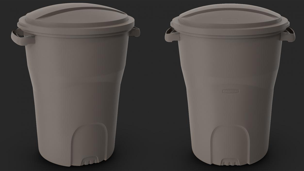 3D Round Grey Rubbermaid Trash Can