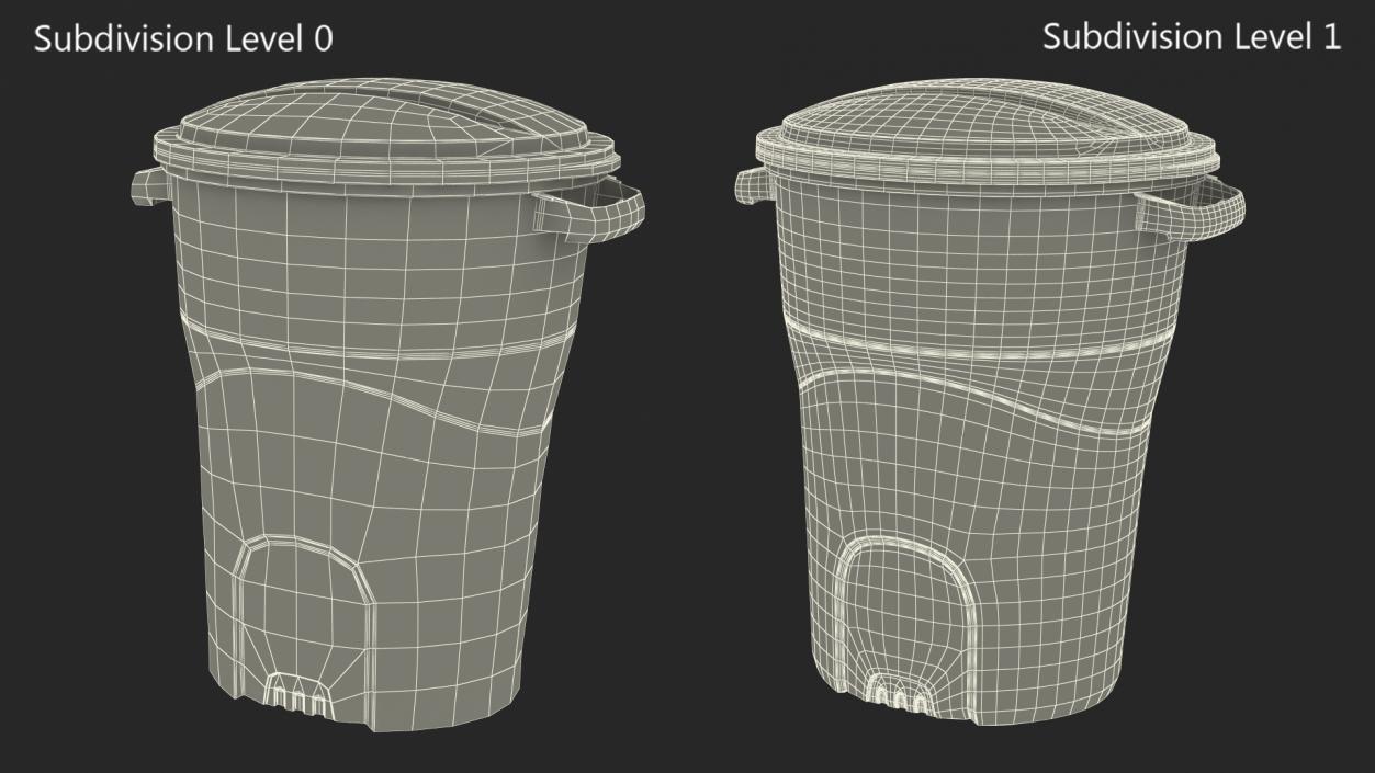 3D Round Grey Rubbermaid Trash Can