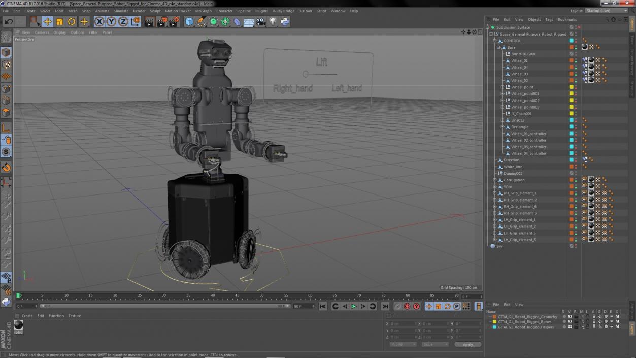 3D Space General-Purpose Robot Rigged for Cinema 4D model