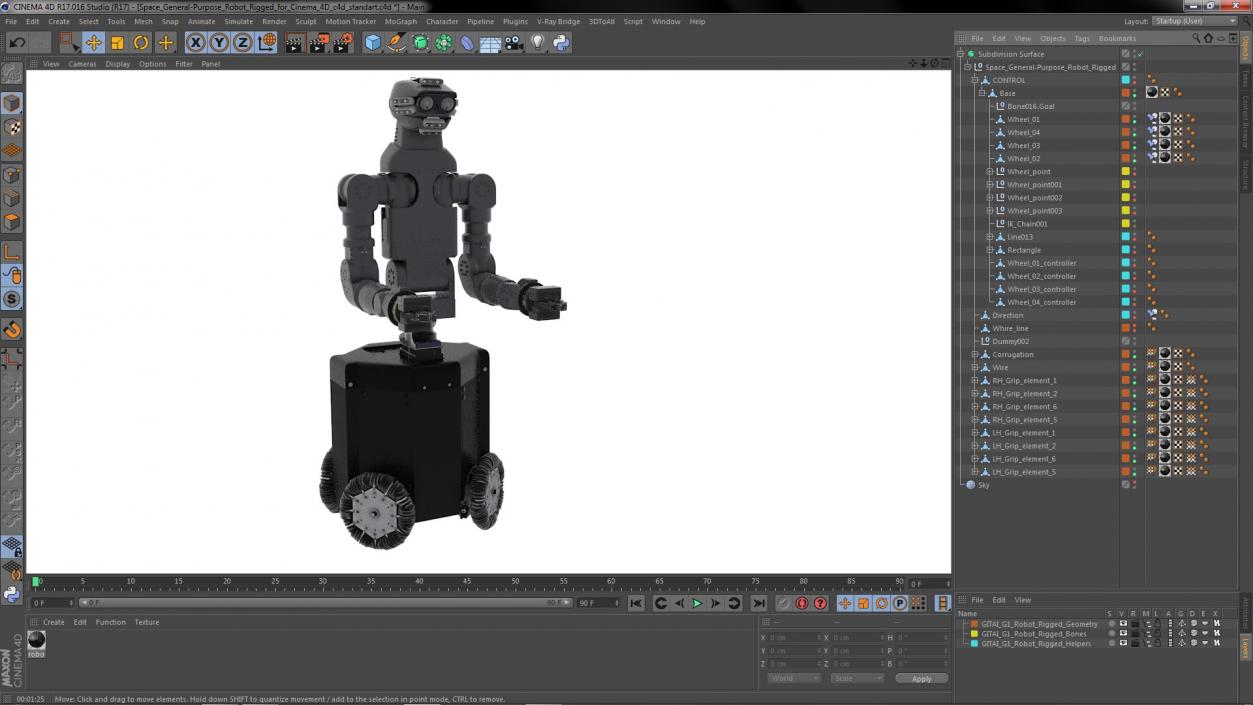 3D Space General-Purpose Robot Rigged for Cinema 4D model