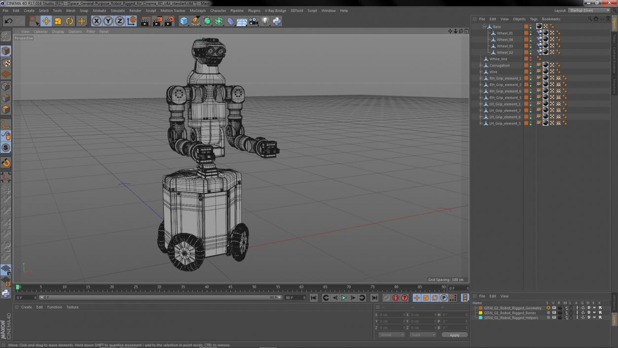 3D Space General-Purpose Robot Rigged for Cinema 4D model