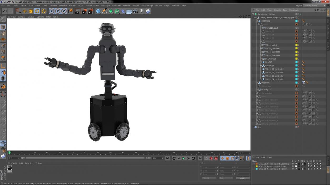 3D Space General-Purpose Robot Rigged for Cinema 4D model