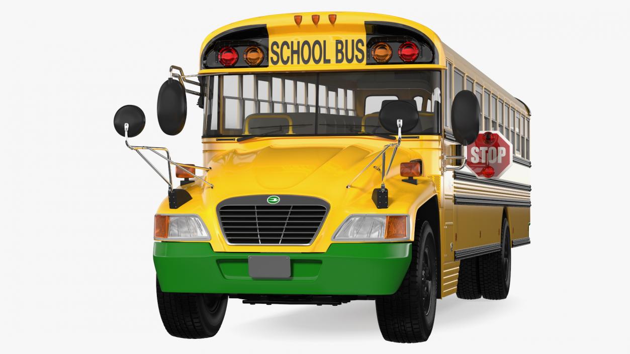 3D Electric Blue Bird Vision School Bus