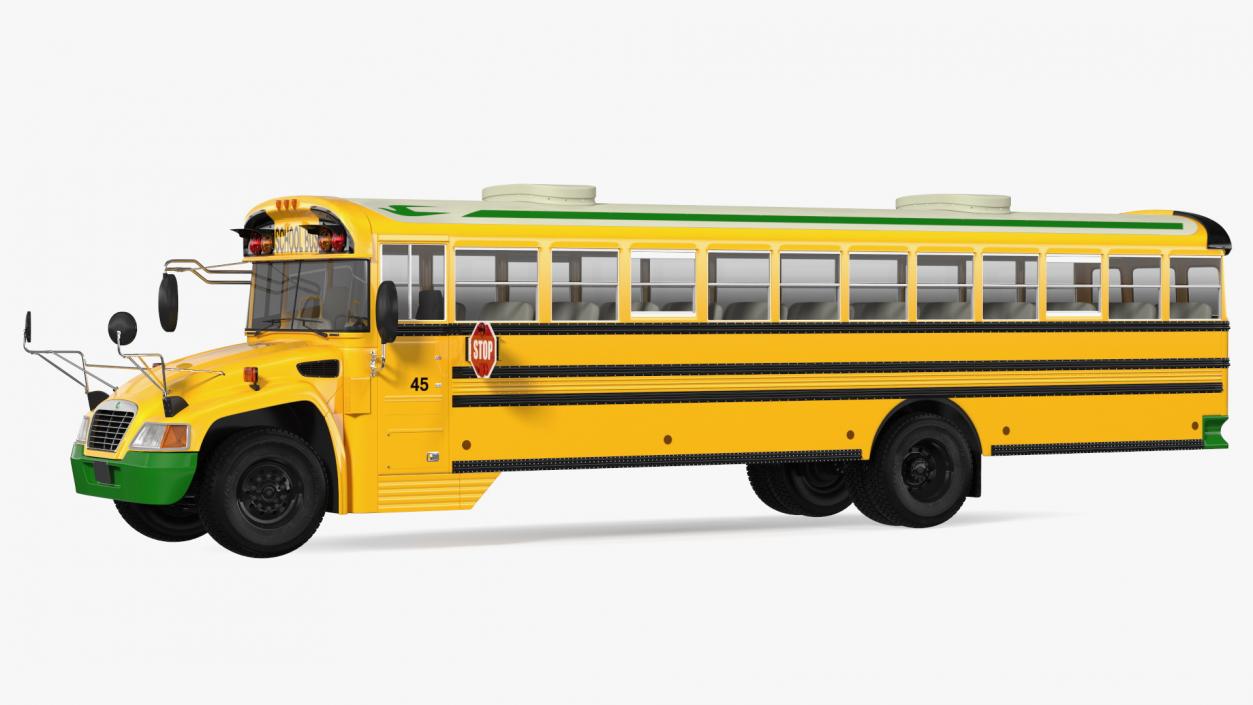 3D Electric Blue Bird Vision School Bus