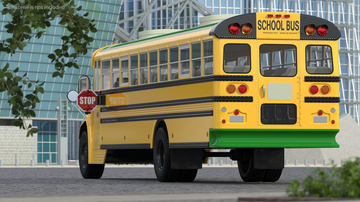 3D Electric Blue Bird Vision School Bus