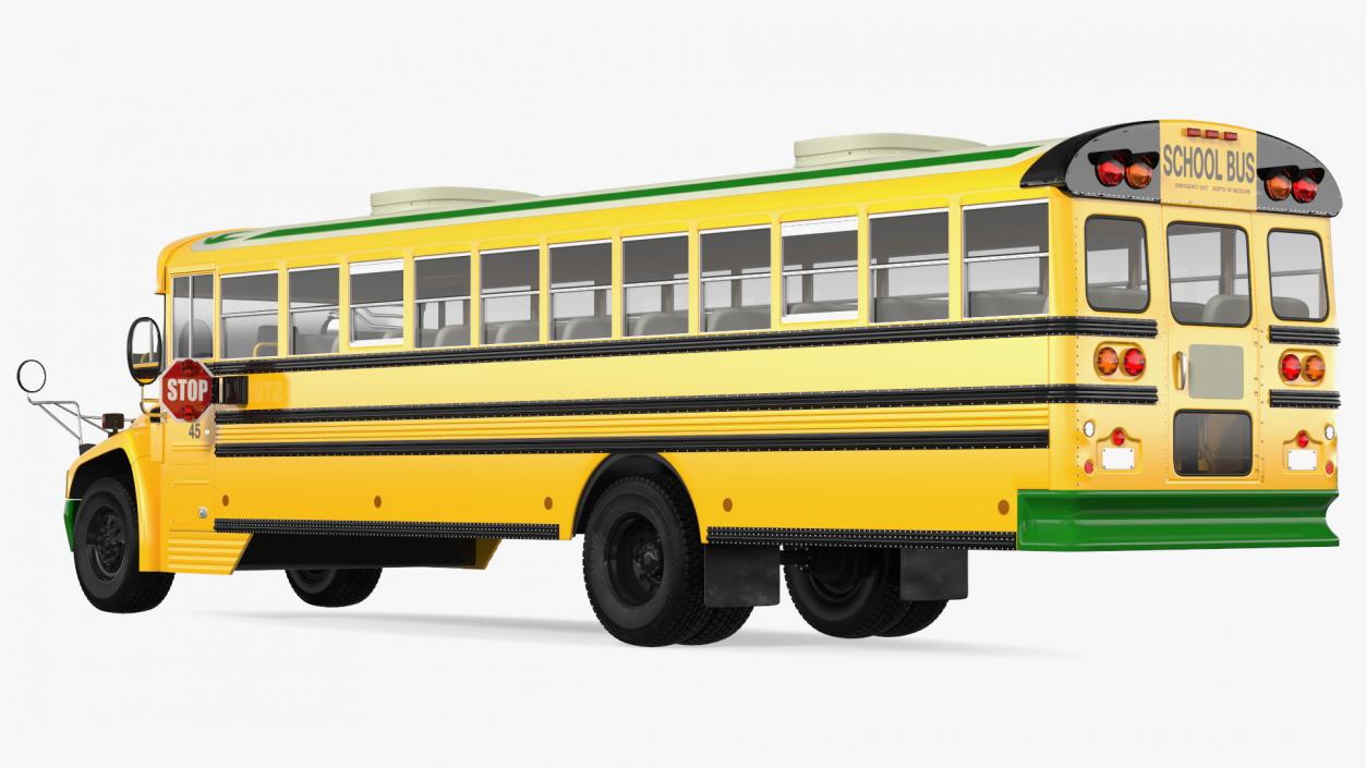 3D Electric Blue Bird Vision School Bus