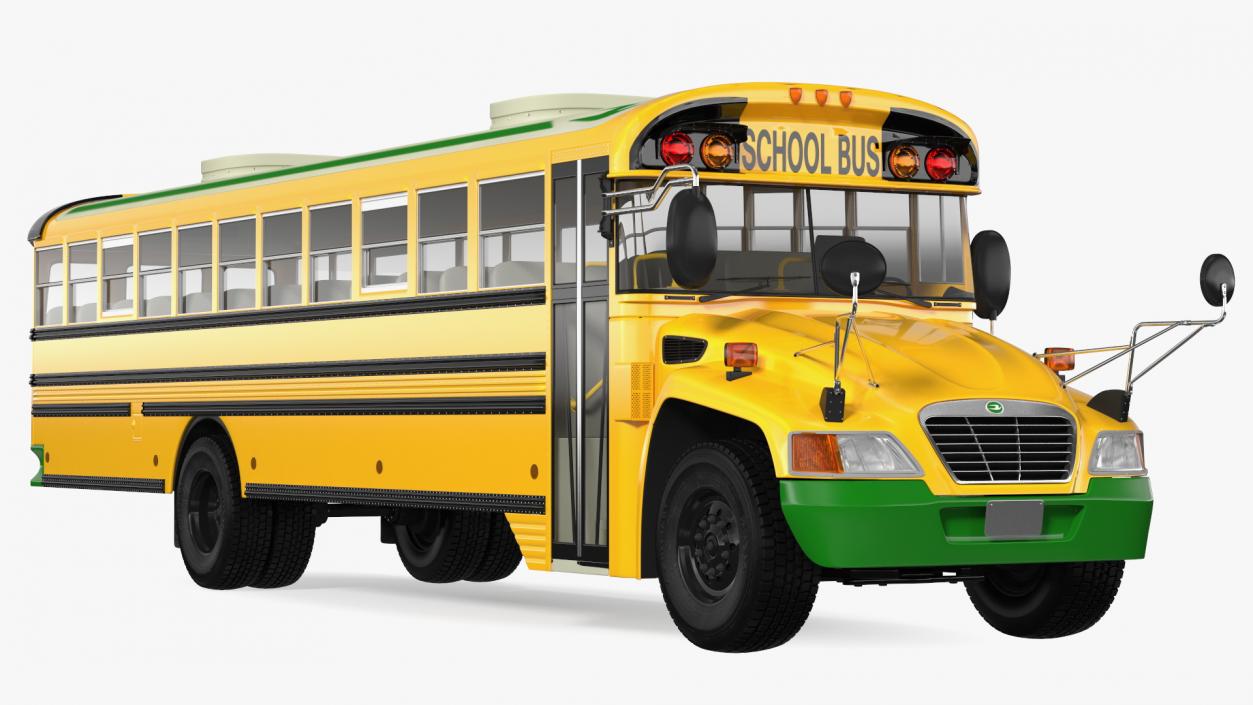 3D Electric Blue Bird Vision School Bus