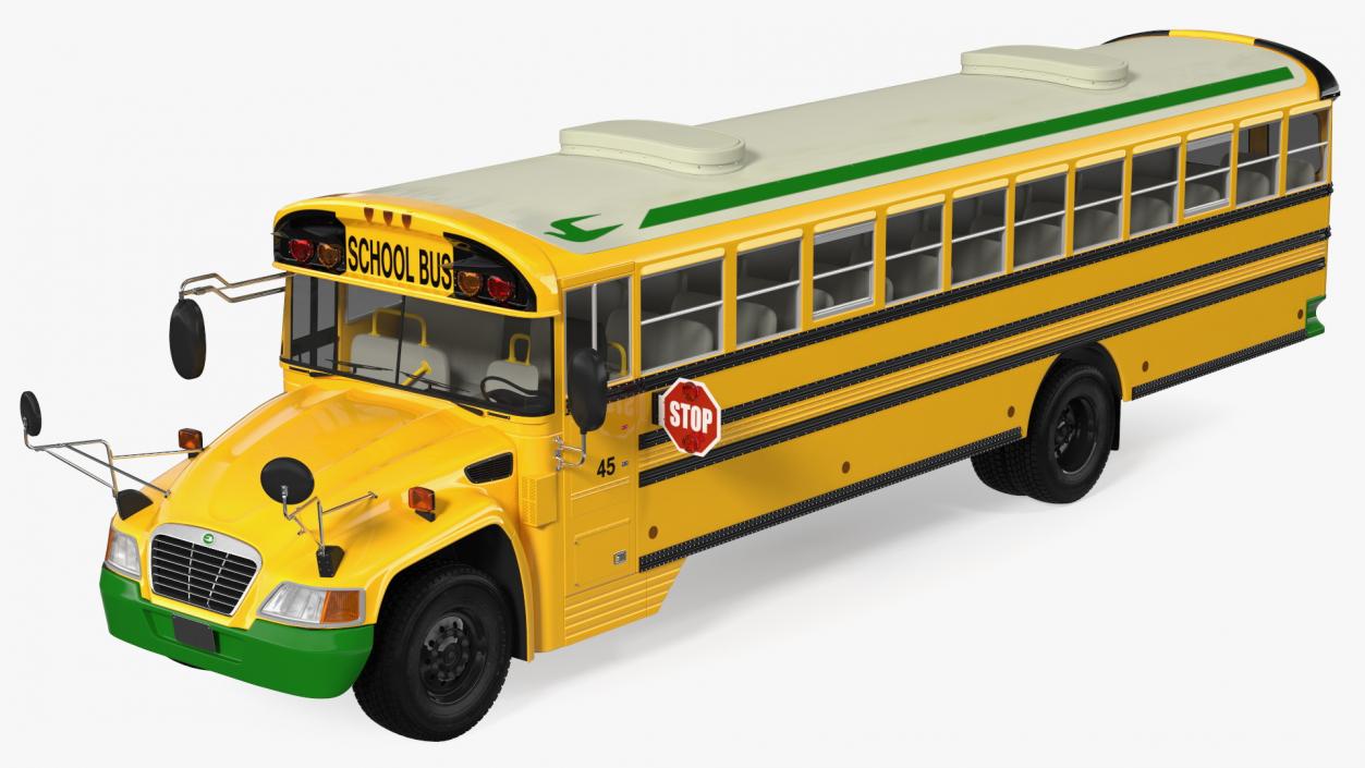 3D Electric Blue Bird Vision School Bus