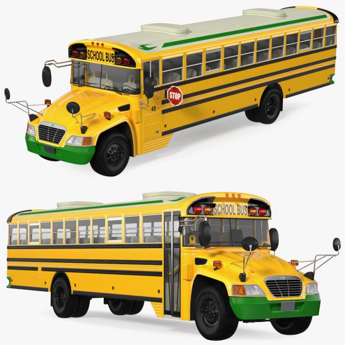 3D Electric Blue Bird Vision School Bus