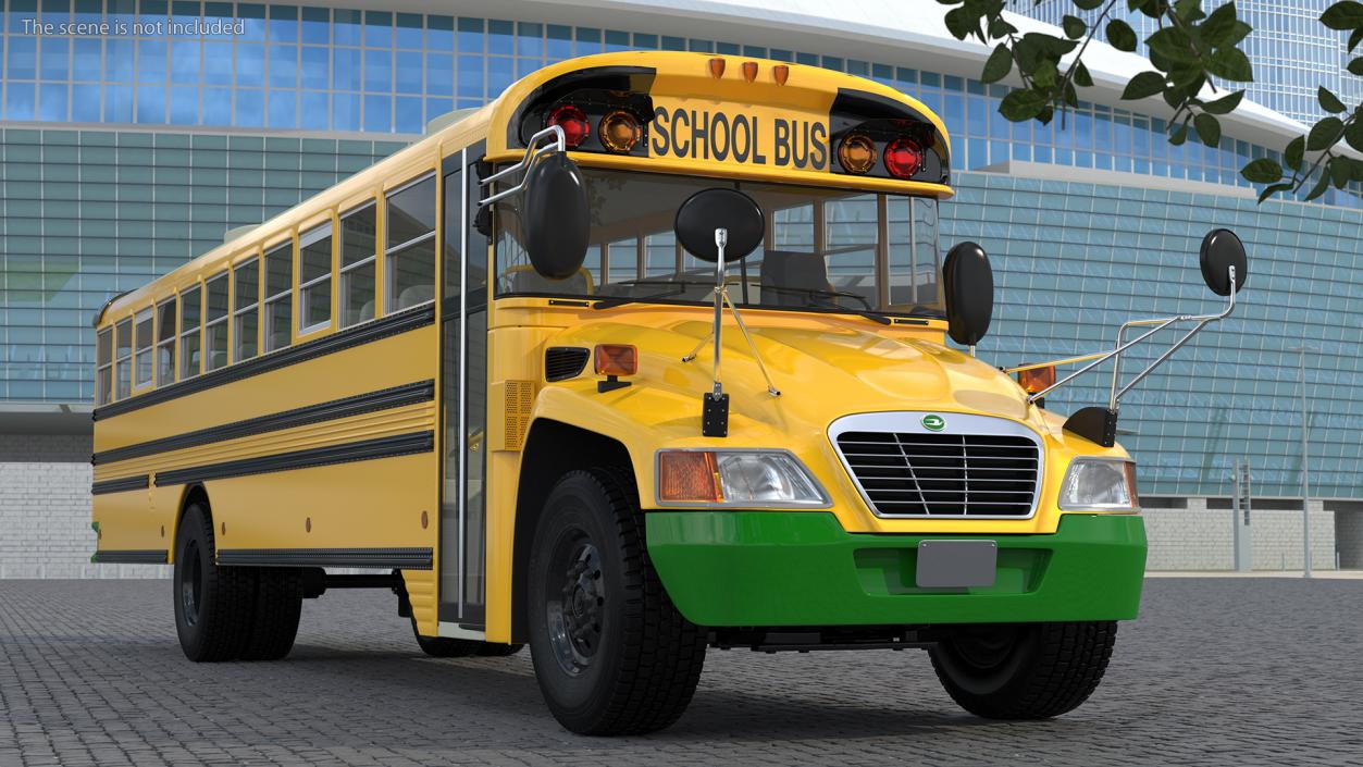 3D Electric Blue Bird Vision School Bus