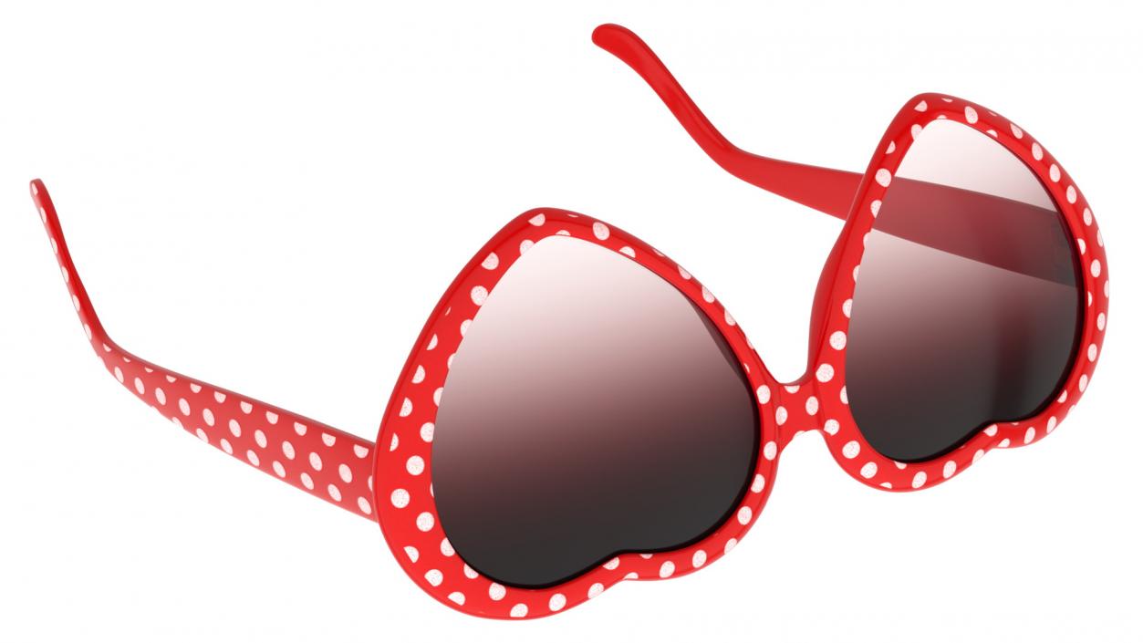 Heart Shaped Sunglasses Red Polka Dot 3D