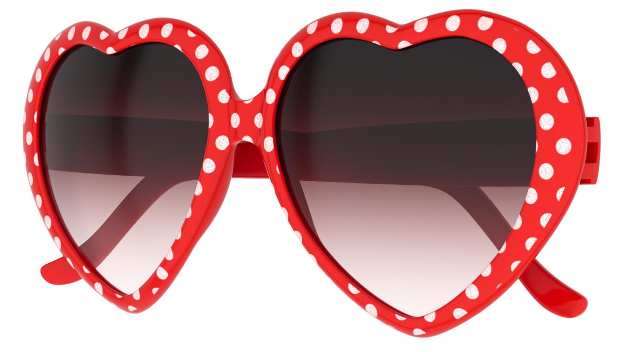 Heart Shaped Sunglasses Red Polka Dot 3D