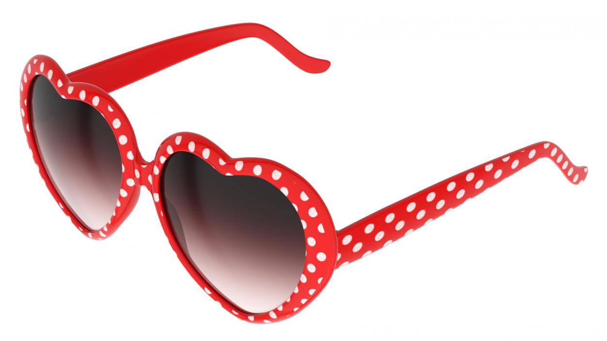 Heart Shaped Sunglasses Red Polka Dot 3D