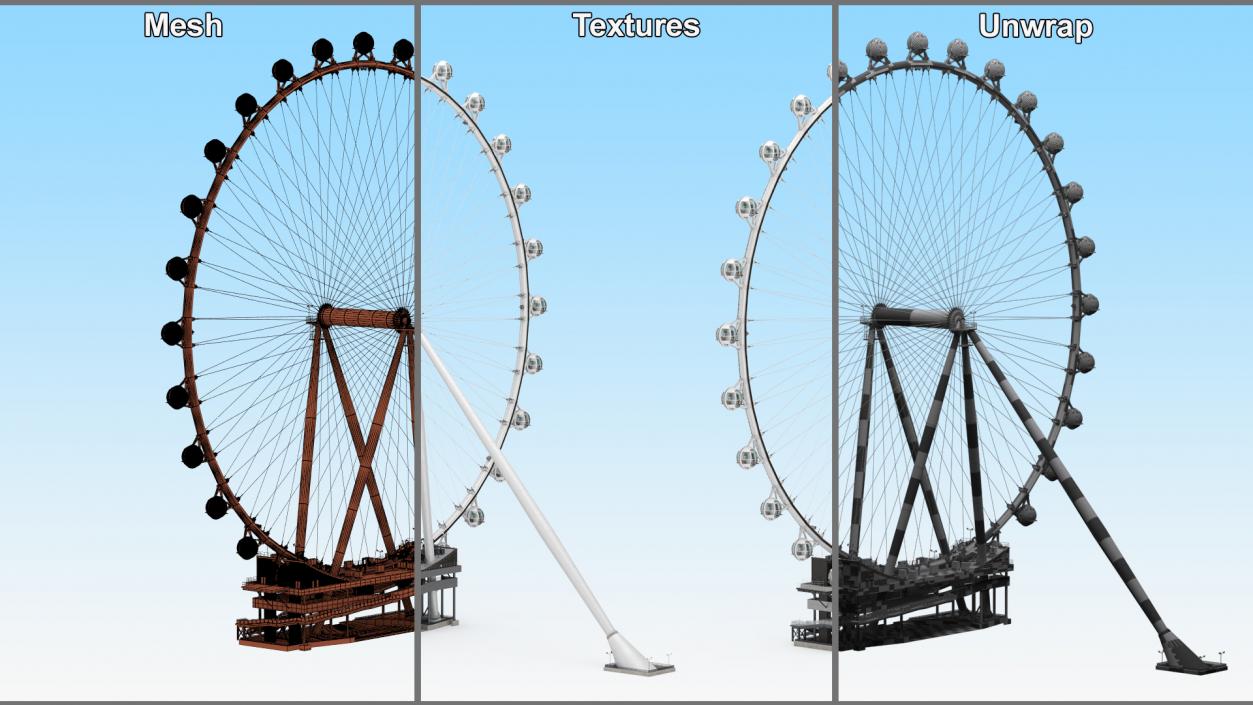 3D High Roller Ferris Wheel Rigged