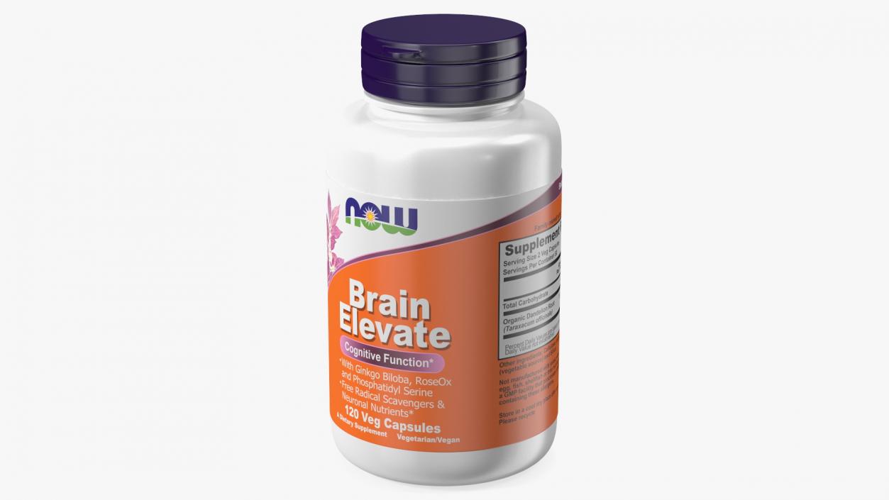 3D Brain Elevate 120 Vcaps Container model