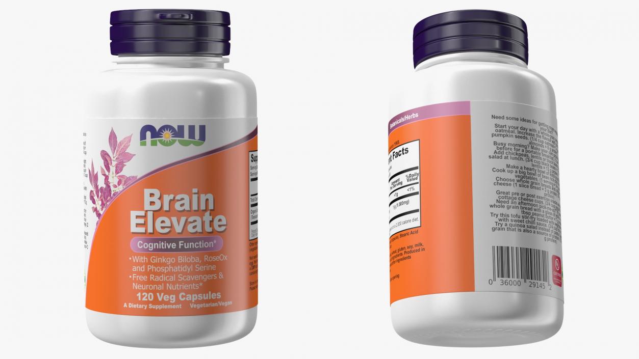 3D Brain Elevate 120 Vcaps Container model