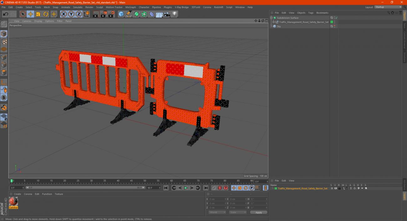 Traffic Management Road Safety Barrier Set 3D