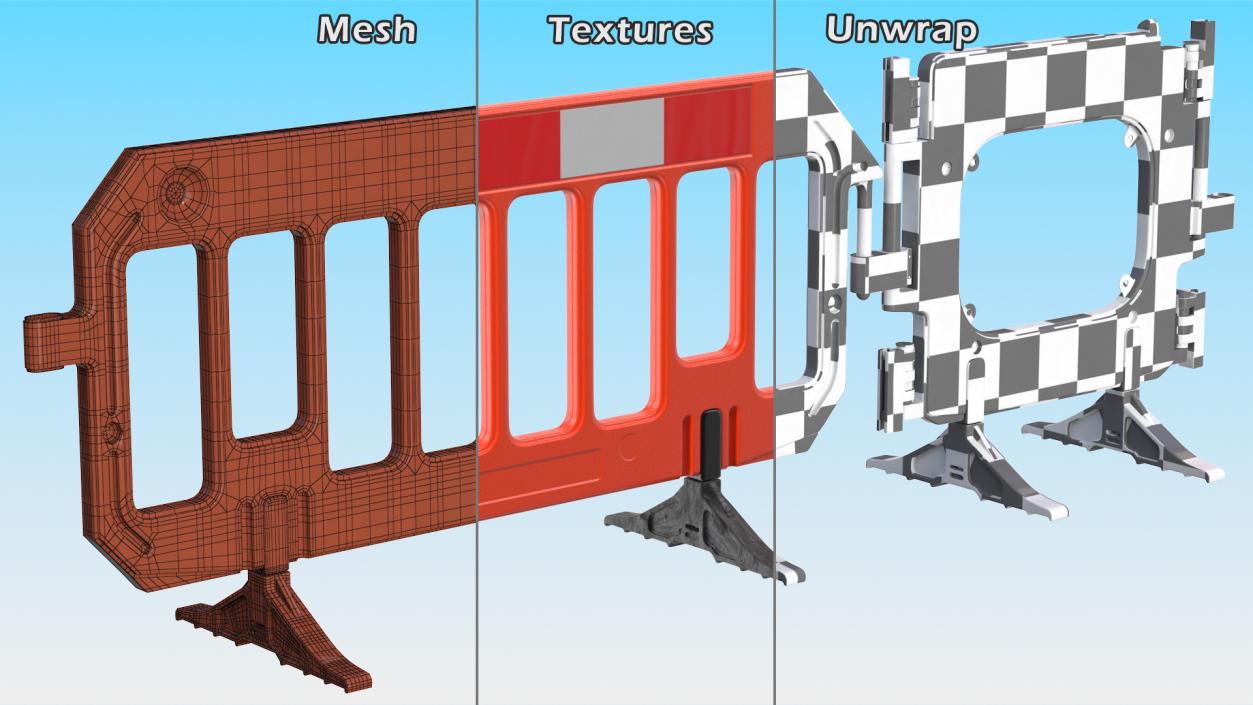 Traffic Management Road Safety Barrier Set 3D