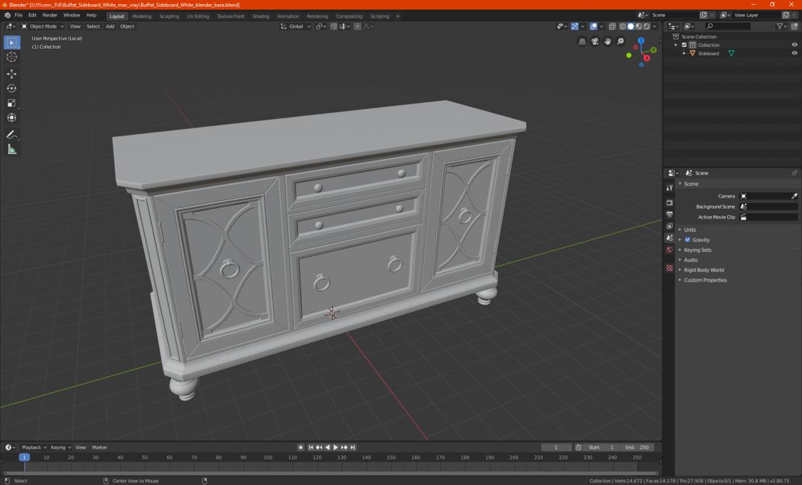 Buffet Sideboard White 3D