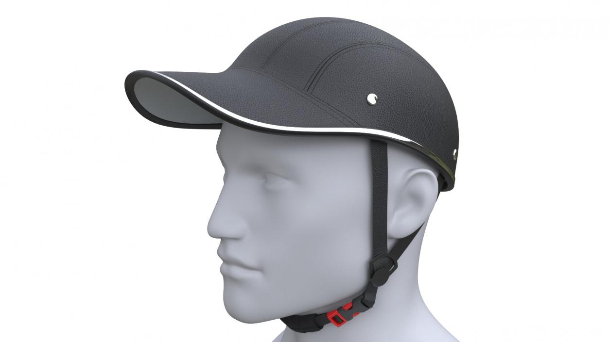 Leather Baseball Cap Safety Helmet on Mannequin 3D