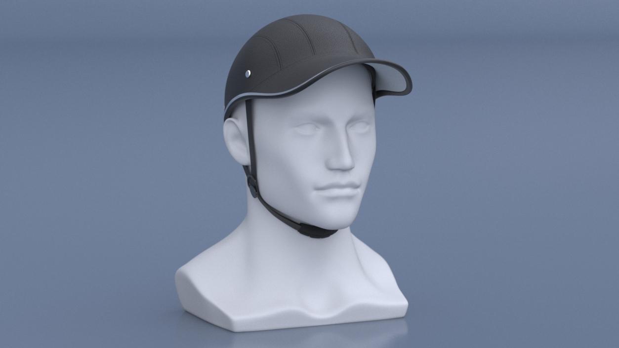 Leather Baseball Cap Safety Helmet on Mannequin 3D