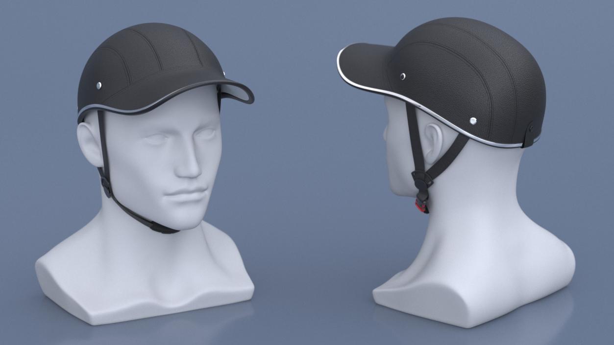 Leather Baseball Cap Safety Helmet on Mannequin 3D