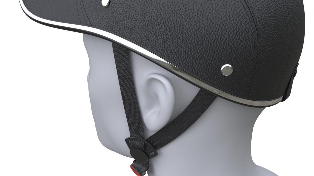 Leather Baseball Cap Safety Helmet on Mannequin 3D