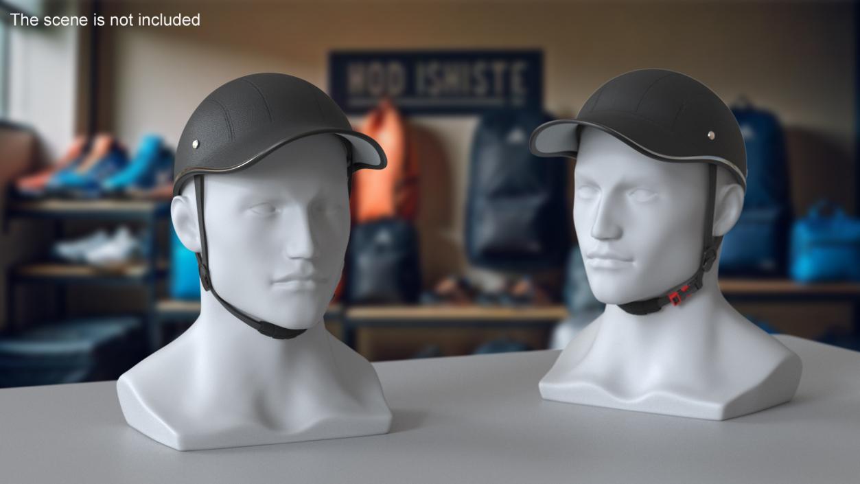 Leather Baseball Cap Safety Helmet on Mannequin 3D