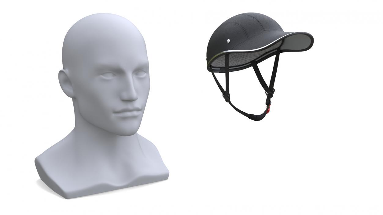 Leather Baseball Cap Safety Helmet on Mannequin 3D