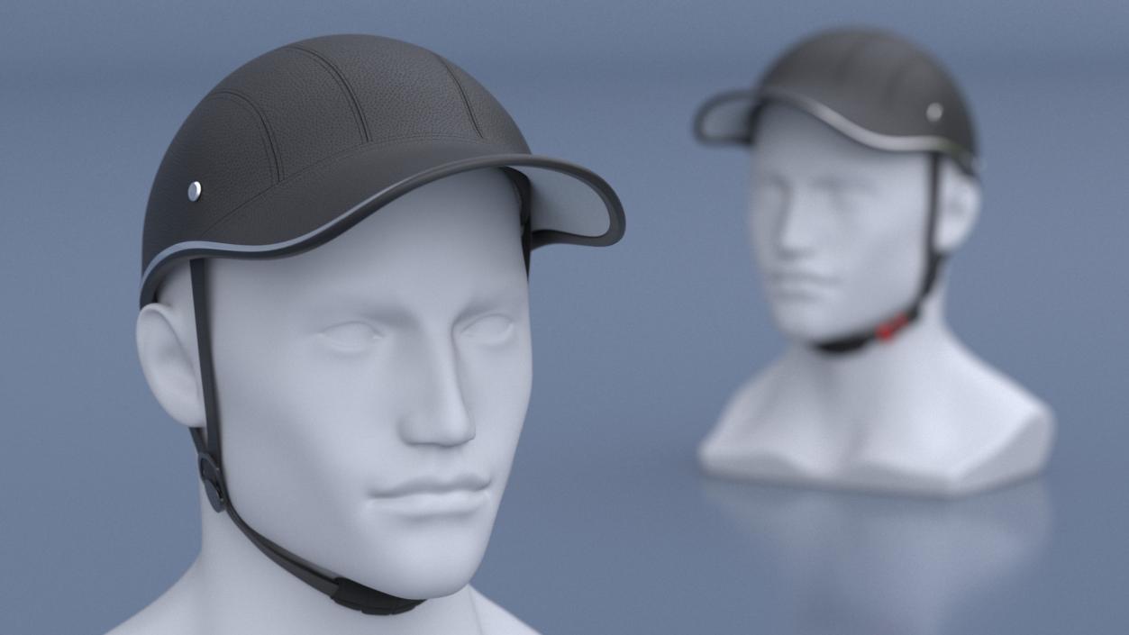 Leather Baseball Cap Safety Helmet on Mannequin 3D