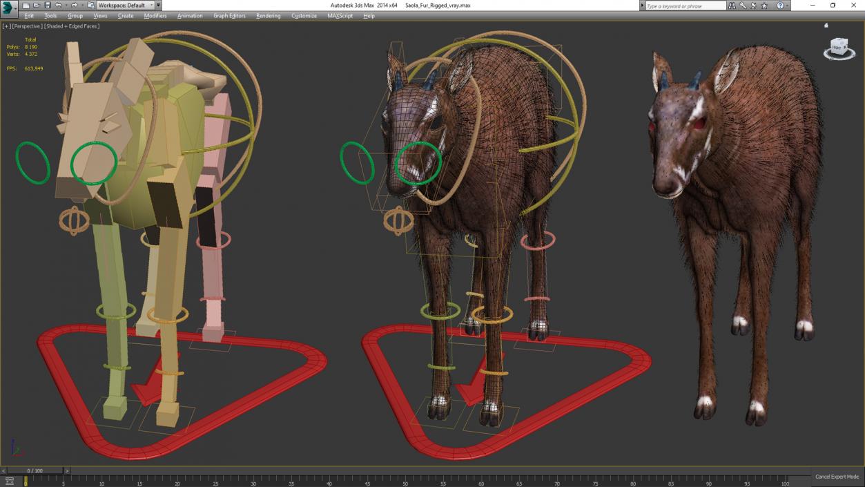 3D Saola Fur Rigged 2 model