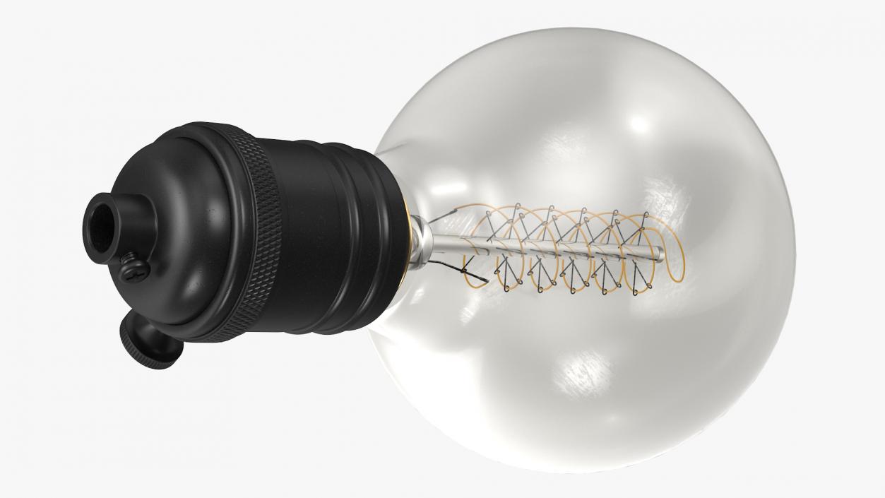 3D Black Lamp Holder with Light Bulb model