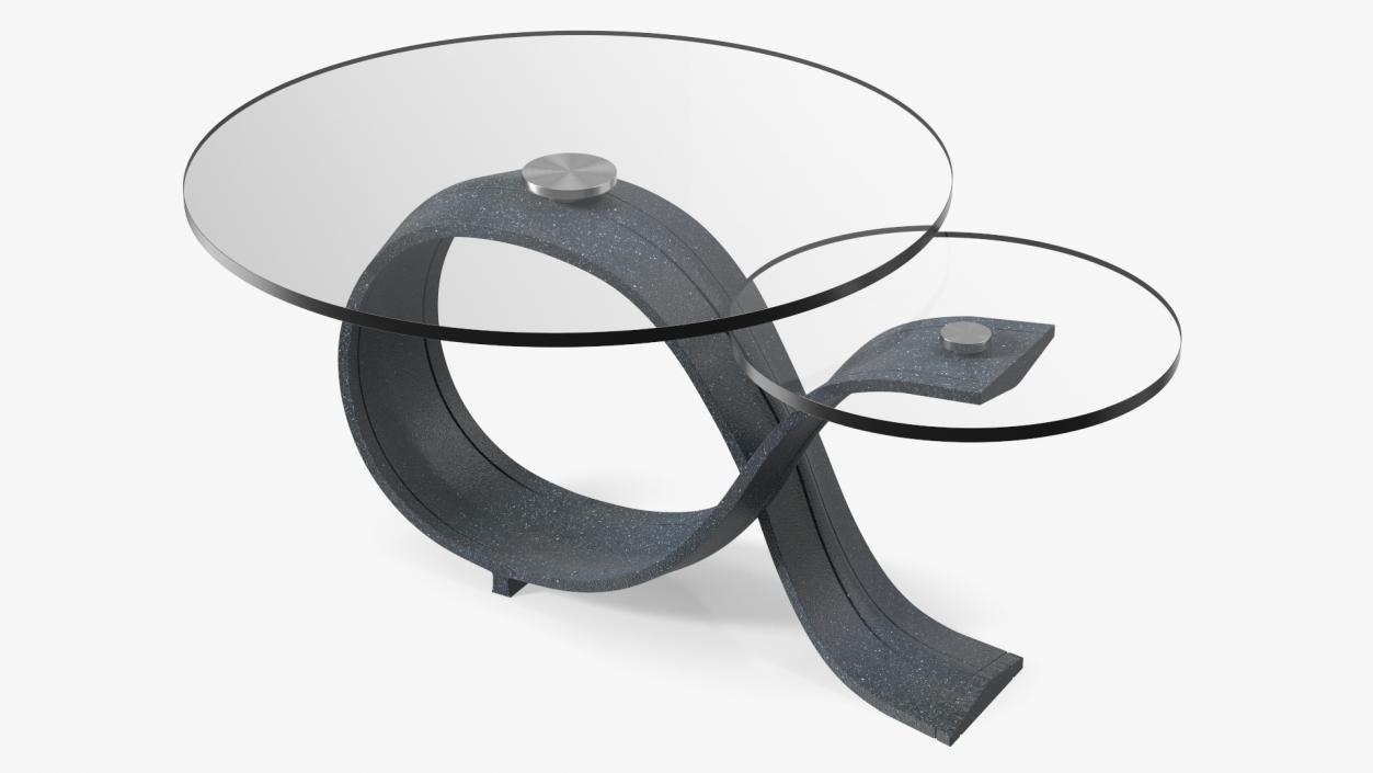 3D model Black Stone Coffee Table with Glass