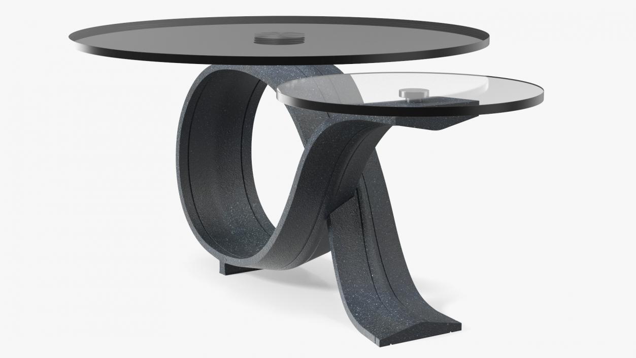 3D model Black Stone Coffee Table with Glass