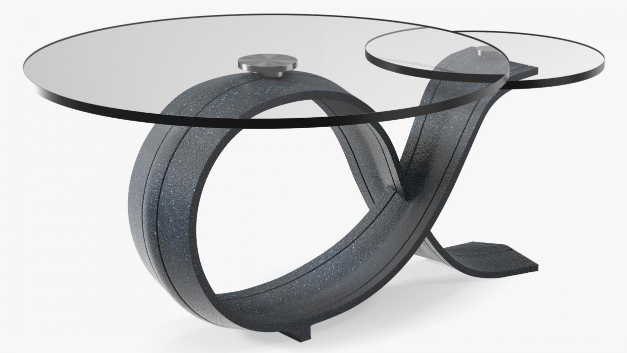 3D model Black Stone Coffee Table with Glass