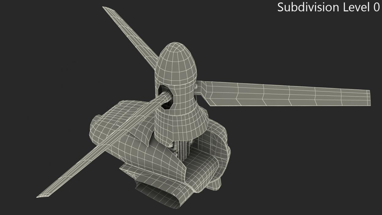 3D Tiltrotor Engine Rigged model