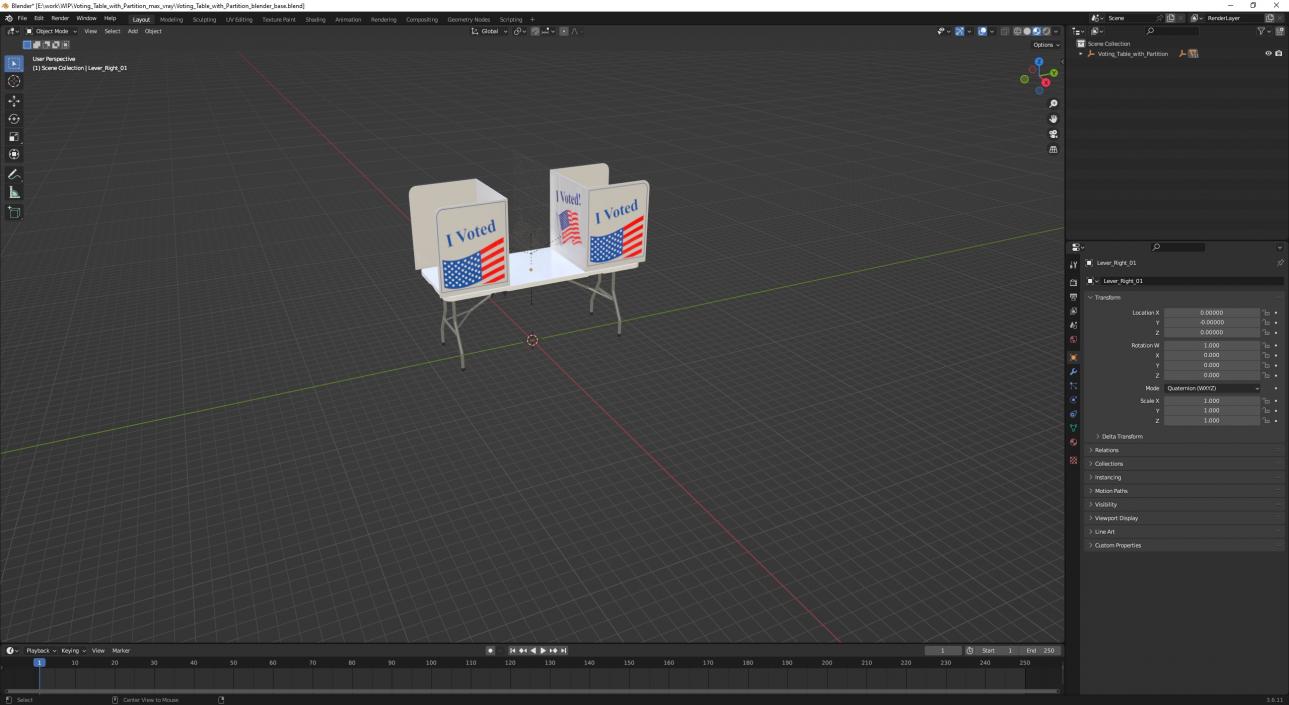 Voting Table with Partition 3D