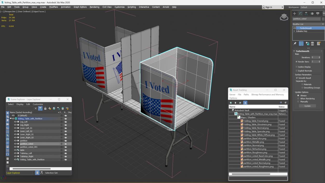 Voting Table with Partition 3D